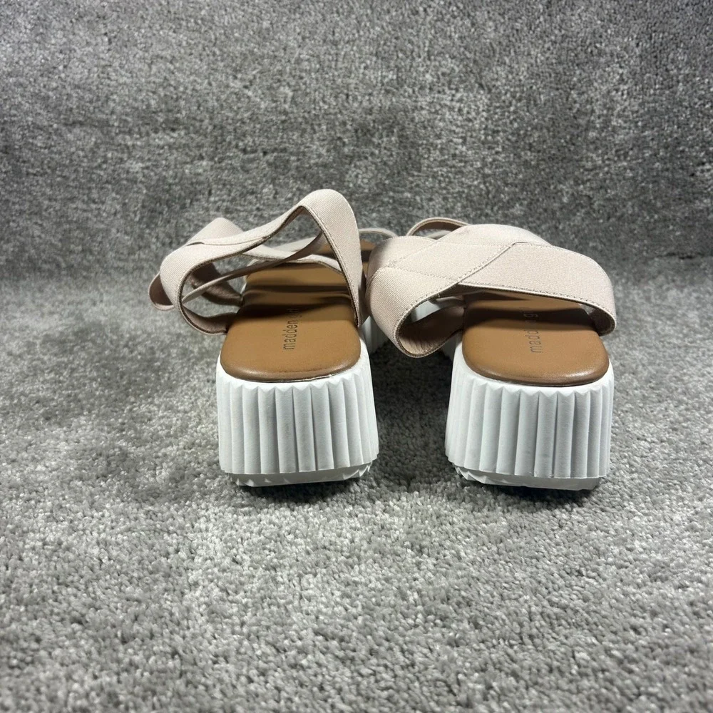 Madden Girl Platform Sandals Beige Elastic Strap Womens Size 9.5